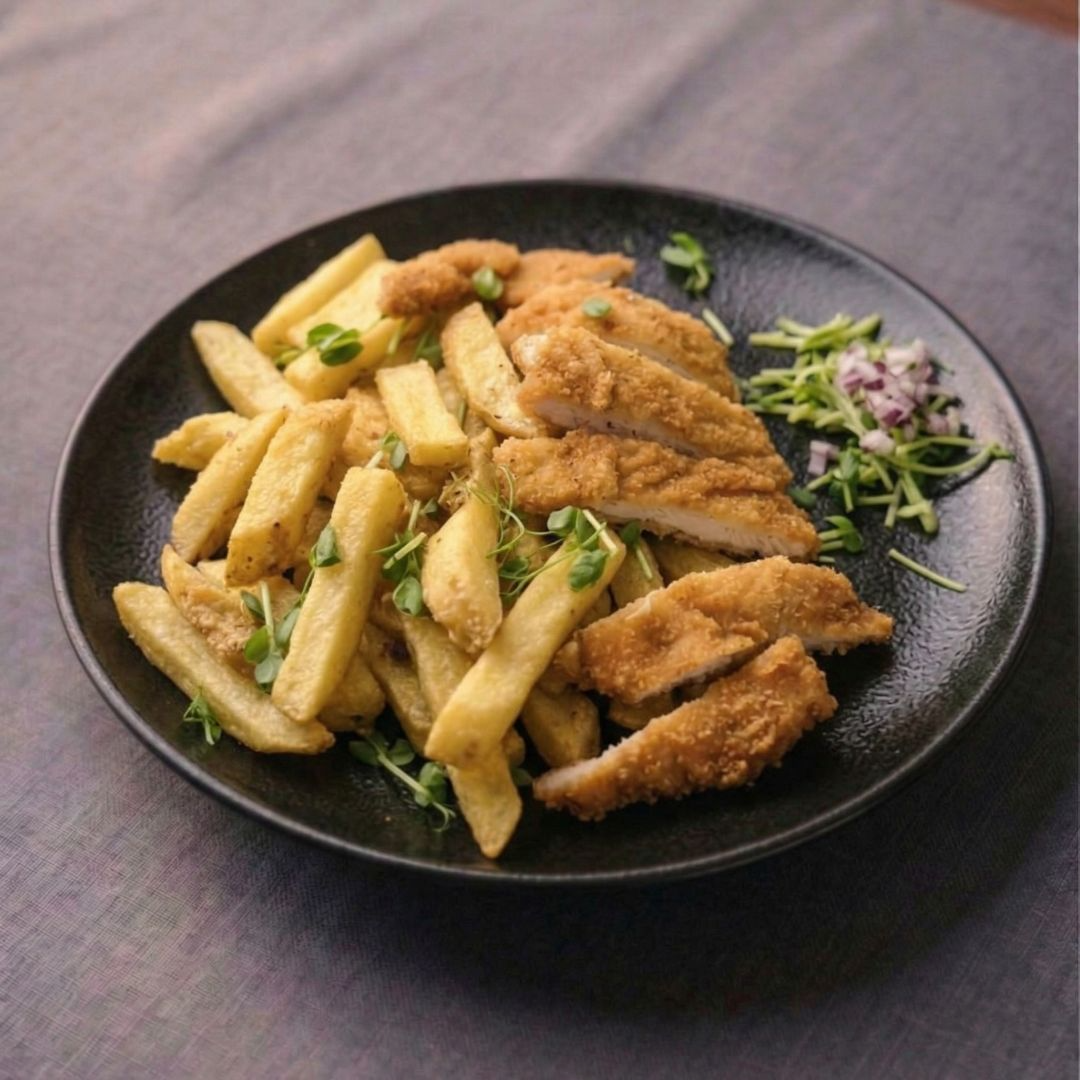 Csirke nuggets hasábburgonyával