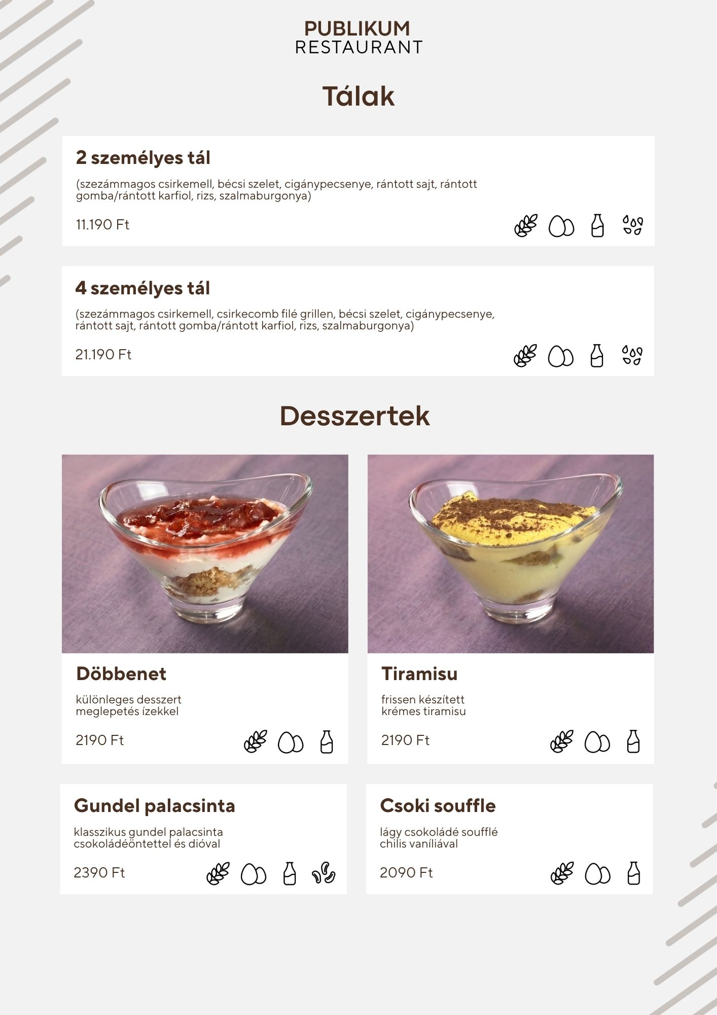 Desszertek és tálak